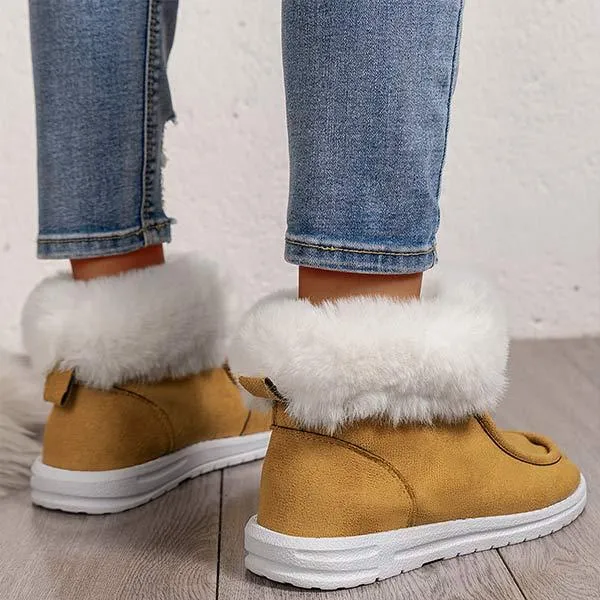 Women's Fleece-lined Flat Heel Slip-on Snow Boots 11735904C