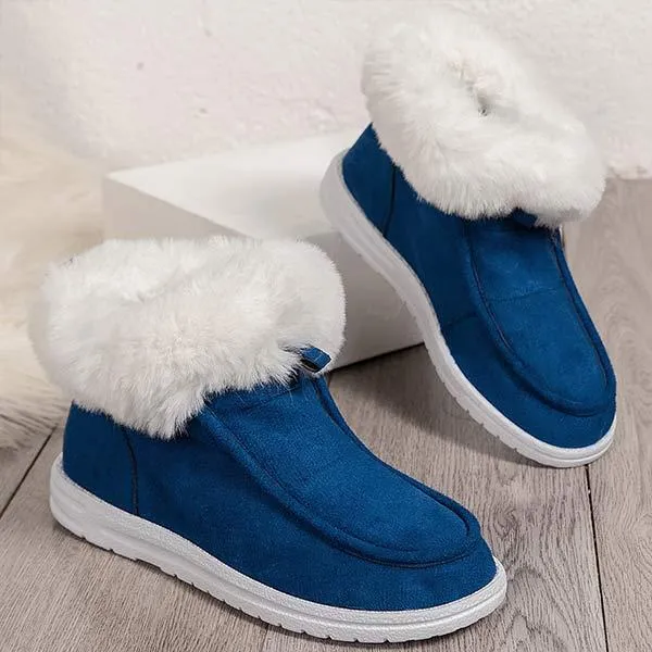 Women's Fleece-lined Flat Heel Slip-on Snow Boots 11735904C