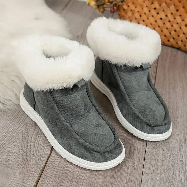 Women's Fleece-lined Flat Heel Slip-on Snow Boots 11735904C