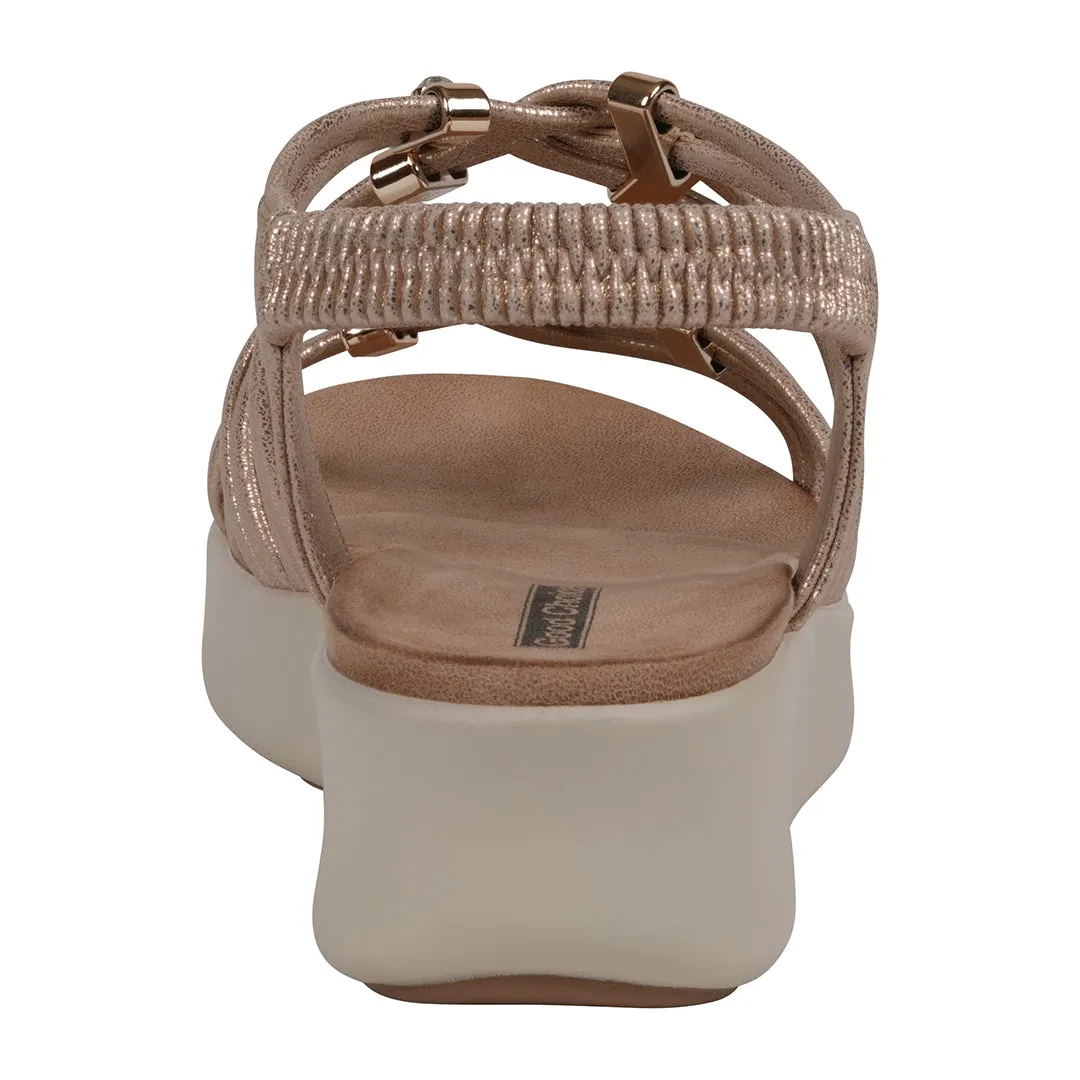 Women's Fran Gold Strappy Wedge Sandals