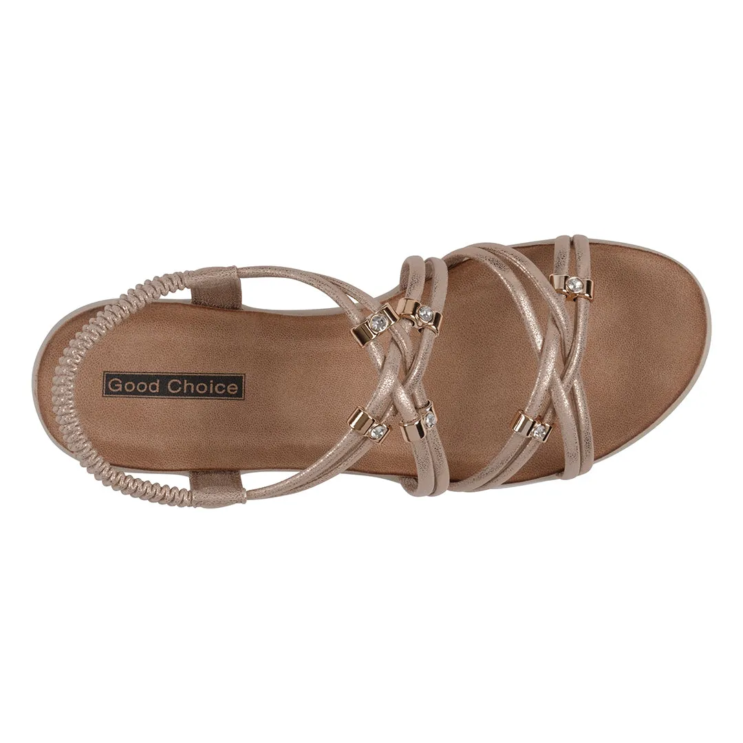 Women's Fran Gold Strappy Wedge Sandals