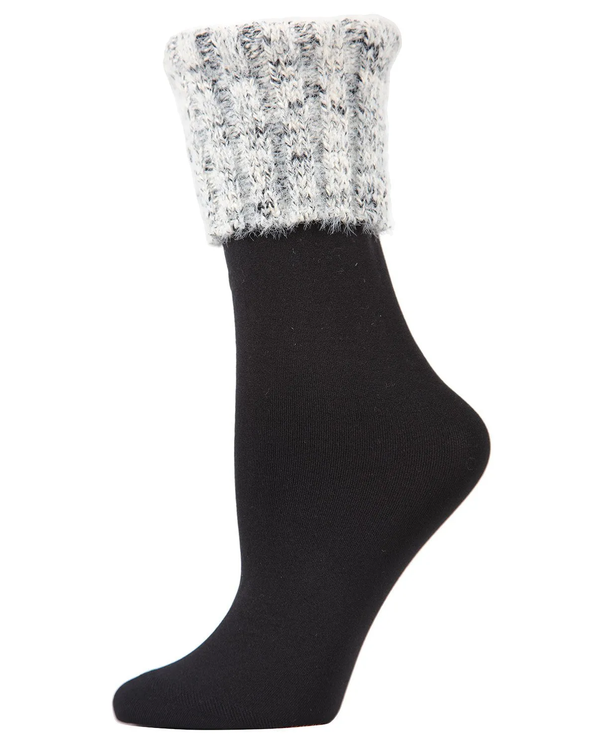 Women's Tonal Ribbed Premium Fleece-Lined Plush Crew Socks
