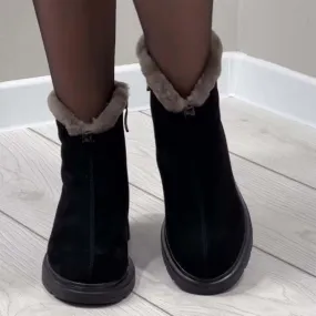 Zip-Side Fleece-Lined Martin Boots