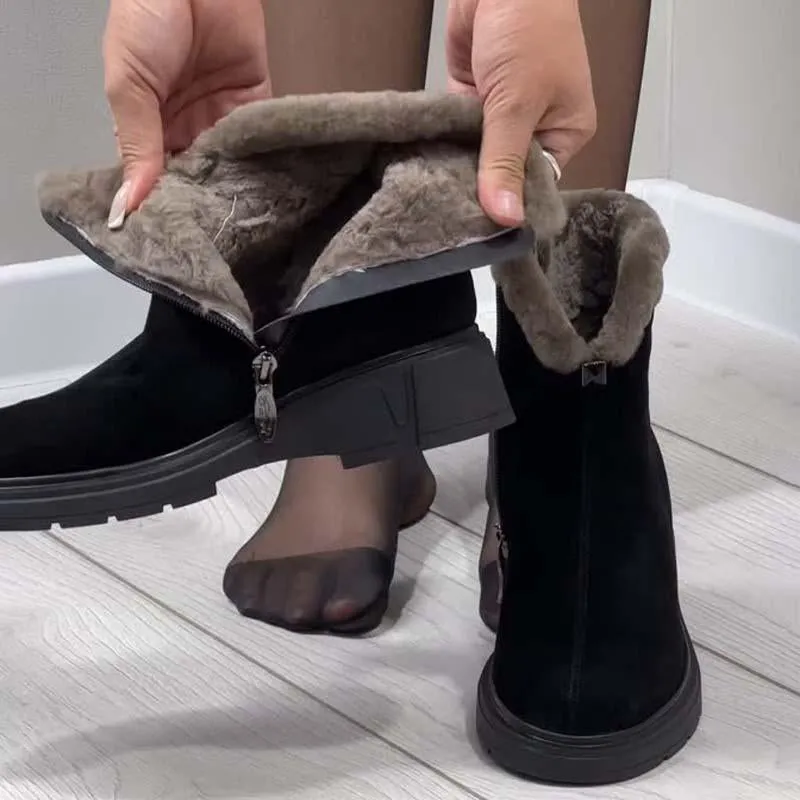 Zip-Side Fleece-Lined Martin Boots