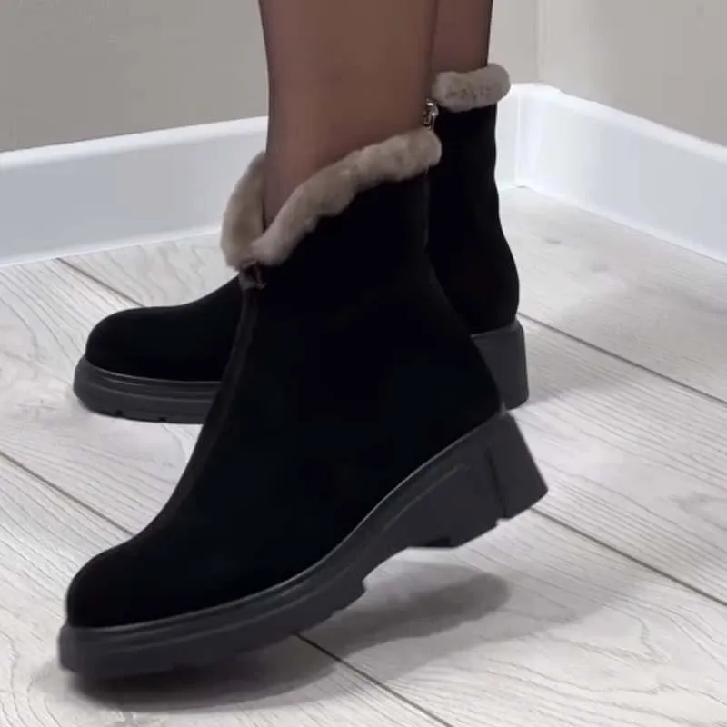 Zip-Side Fleece-Lined Martin Boots